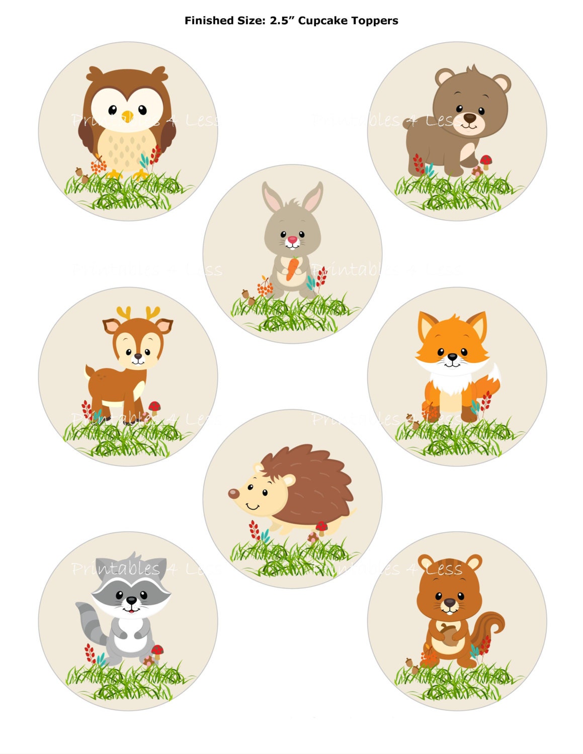 Woodland Cupcake Topper Forest Cupcake Topper Fox Cupcake