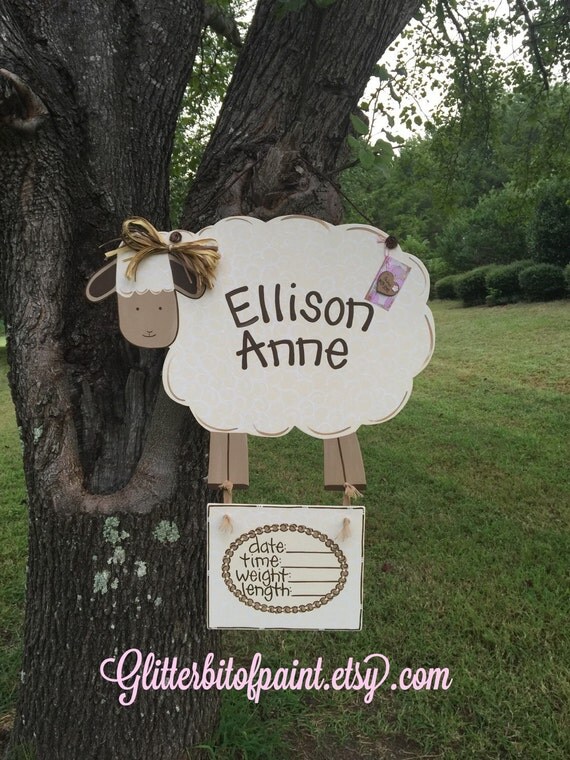 Sheep door hanger Baby door hanger Hospital by GlitterBitofPaint