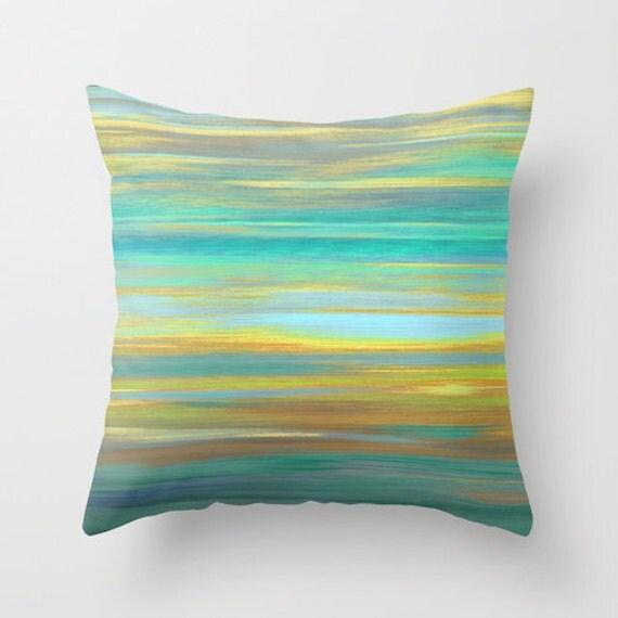 Throw Pillow Cover Teal Pillow Cover Teal and Yellow Pillow