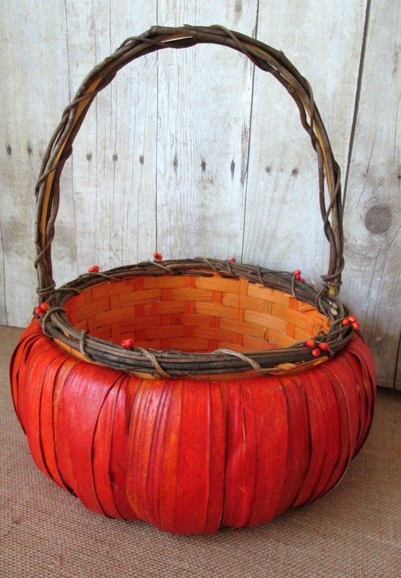 Halloween Basket Pumpkin Basket Thanksgiving Centerpiece Fall