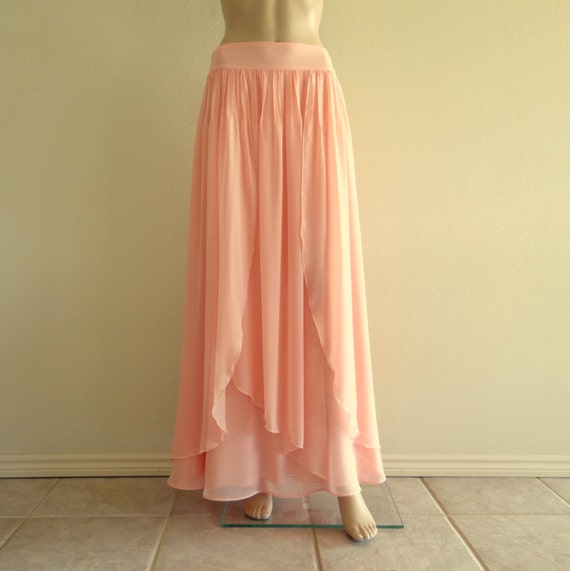 Long Bridesmaid Skirt. Light Pink Maxi Skirt.