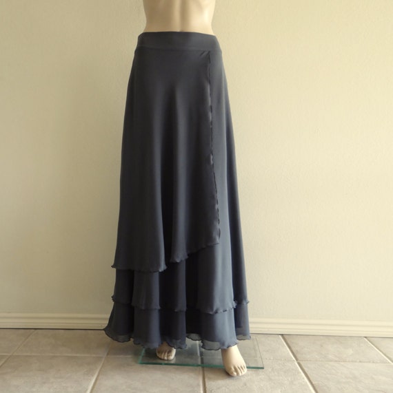 Long Bridesmaid Skirt. Dark Grey Skirt.