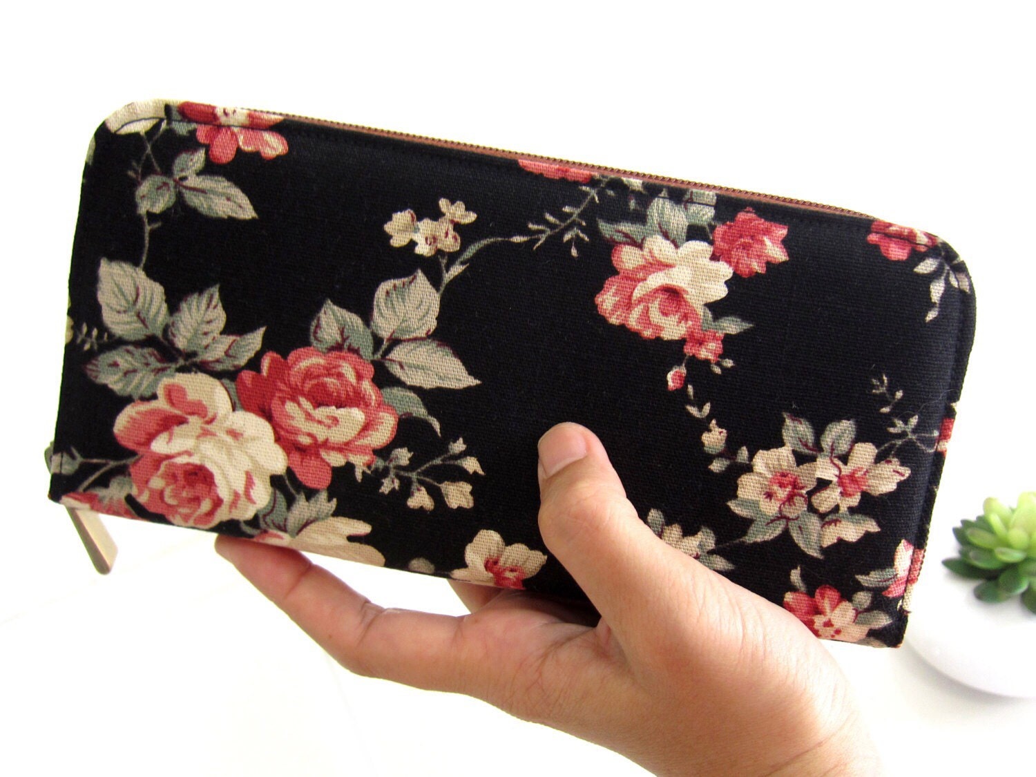 VEGAN WOMEN&#39;S WALLET Fabric Wallet Handmade zipper