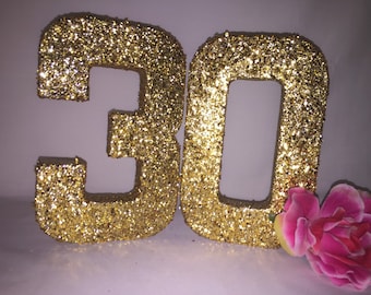 Glitter Numbers-Glitter Number 3-Glitter Number 0-Birthday Party Decor-30th Birthday Decoration-Birthday Photo Props-8 inch Glitter Numbers