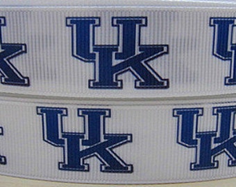 7/8 inch Grosgrain University of Kentucky, UK Ribbon, Grosgrain By the Yard, Trim, Sports Ribbon, Ribbon By The Yard by KC Elastic Ties