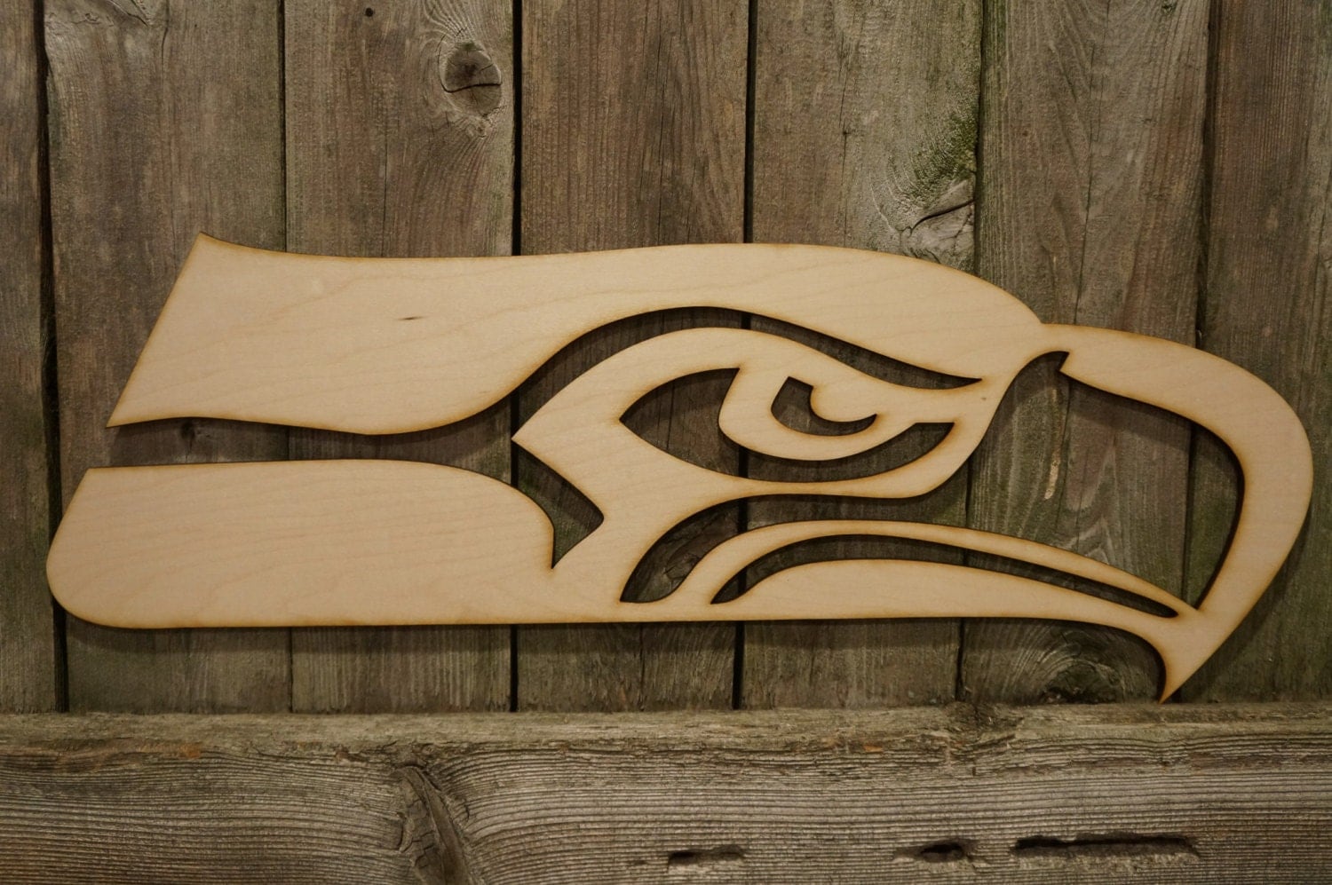 Seattle Seahawks logo wood cut wall hanging sign