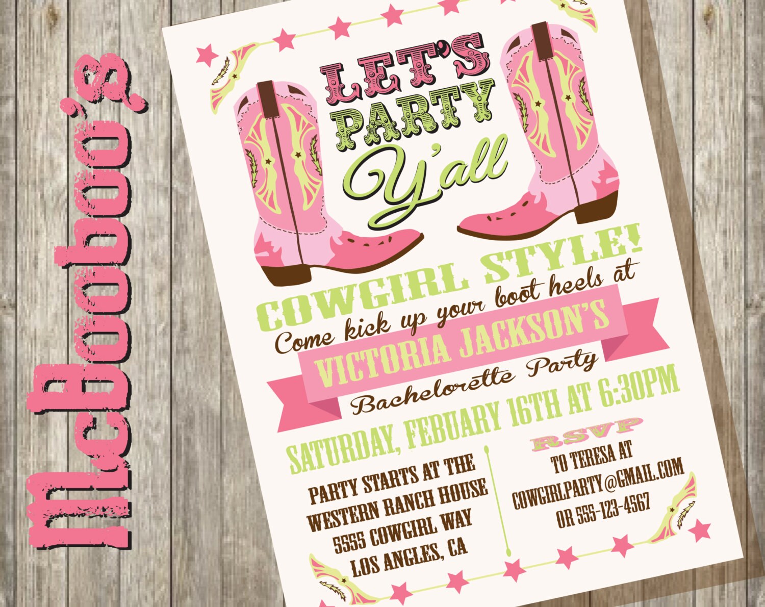 Cowgirl Bachelorette Party Invitations 6