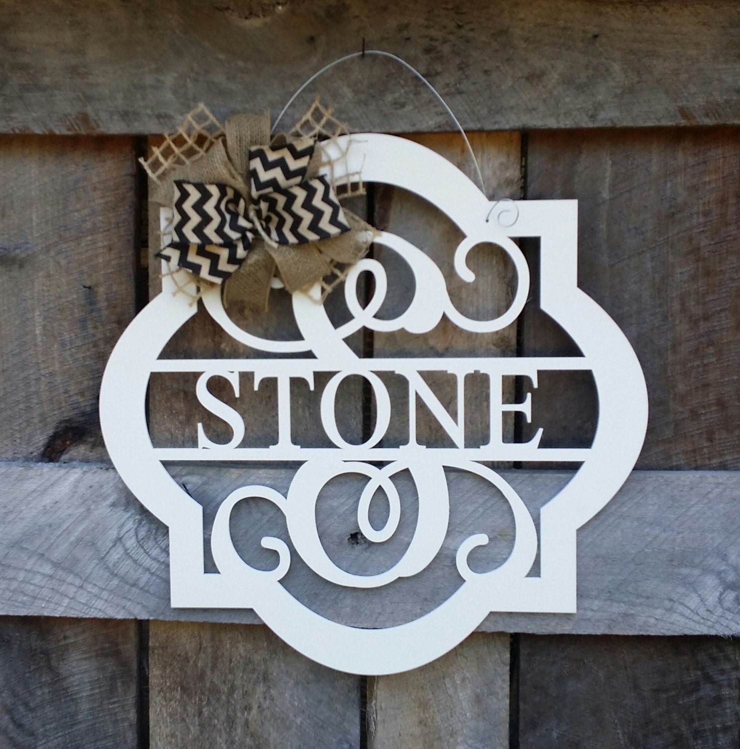 20 Wooden Monogram Door Hanger Painted Family Monogram