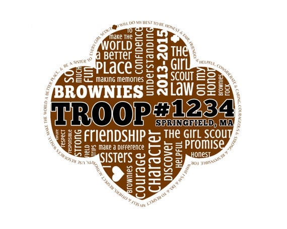 Personalized Brownies Troop Word Art Digital Image DIY