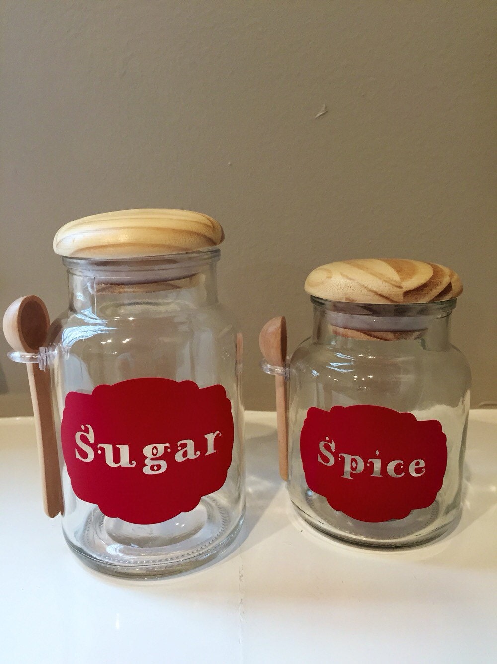 Glass Jar with Wooden Spoon and Lid