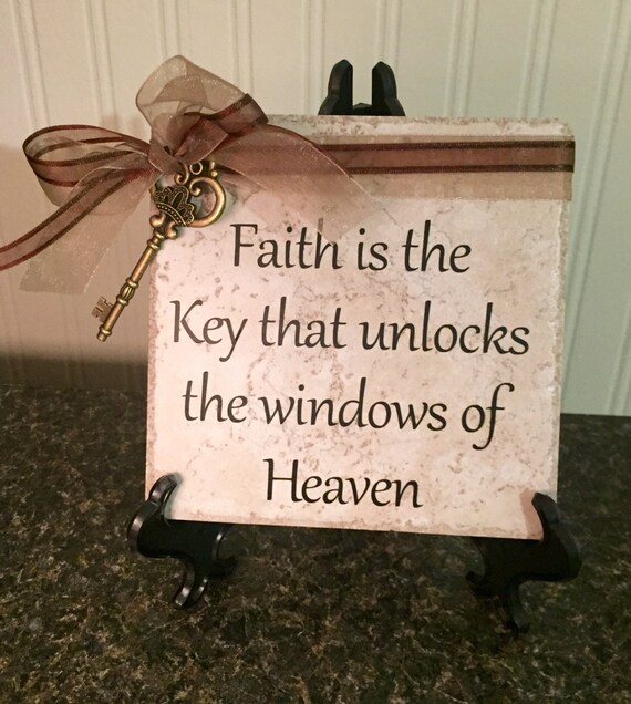 Vinyl saying on ceramic tile Faith is the Key that unlocks