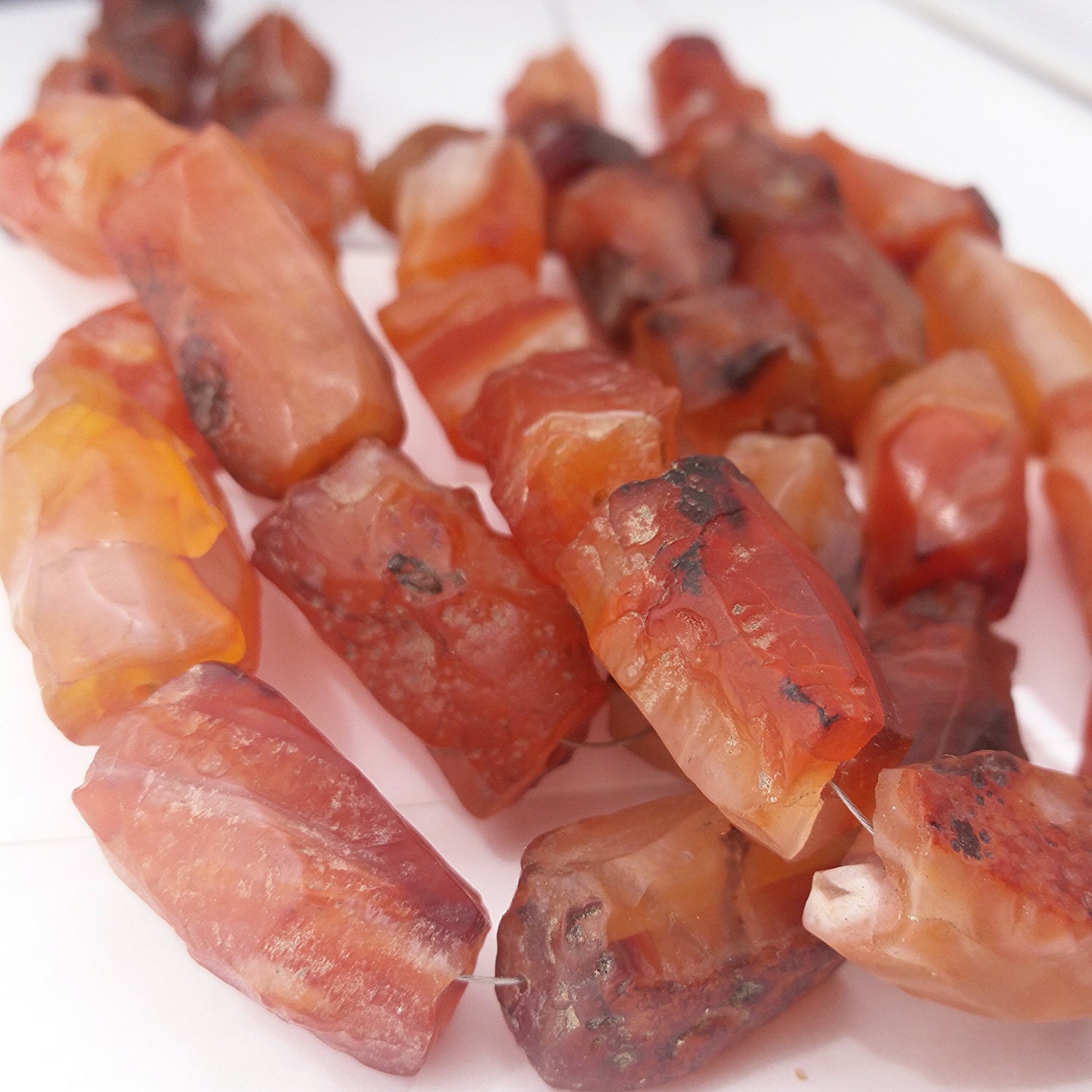 Big Carnelian Hammered Rough Nugget Beads Tumbled by UngarImpex