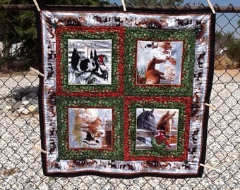 Western Christmas quilted tablecloth