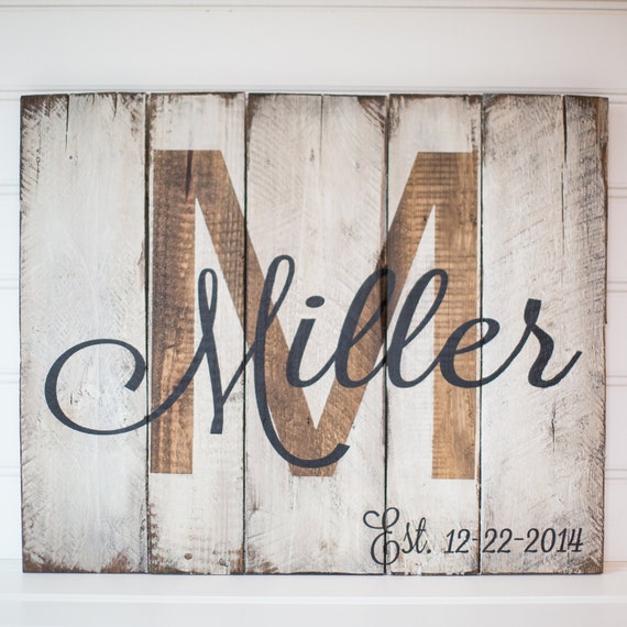 Last name with est. date rustic wooden sign made from