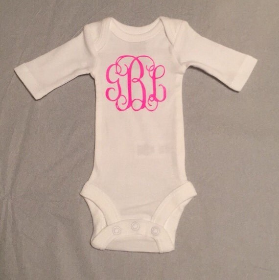 Monogram Baby Girl Onesie LongSleeve or by ShopSouthBoutique
