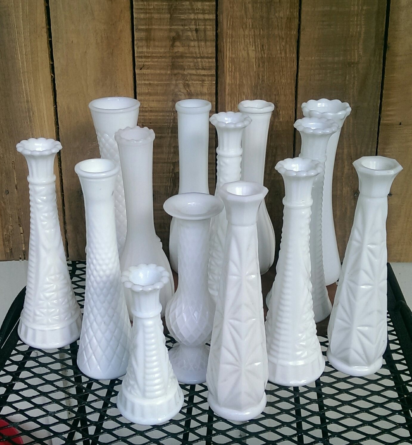 Milk Glass Vases Vintage Wedding Decor by FunkyJunktique on Etsy