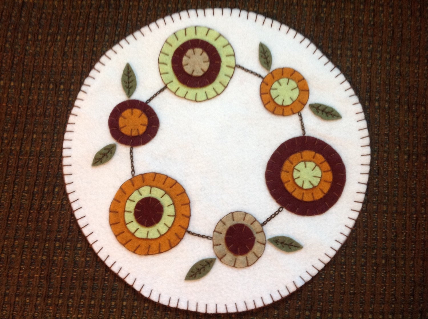 Circle of Flowers Primitive Penny Rug