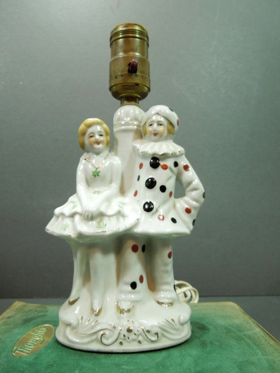 Reduced price Vintage Lamp ceramic figurine Pulcinelle