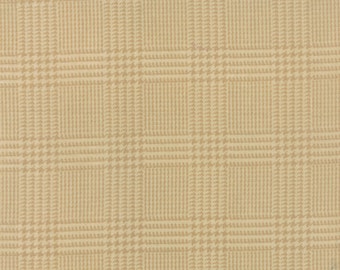 Flannel Fabric by the yard, Wool & Needle Flannels III Hounds Tooth Plaid Tan by Primitive Gatherings for Moda Fabrics, 1132 11F