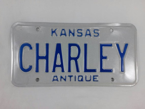 Kansas antique car tag charley license plate