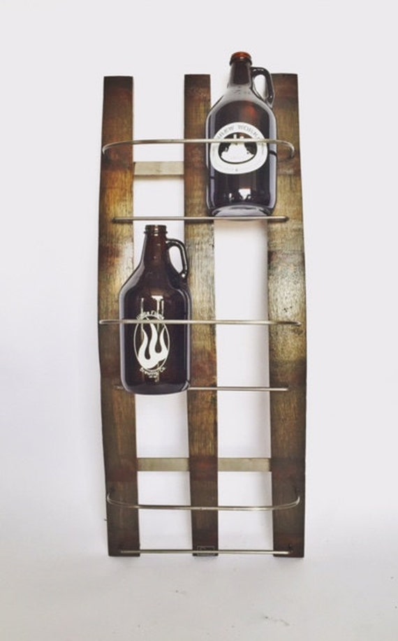 Bourbon Barrel Stave Wall Mount Growler Rack