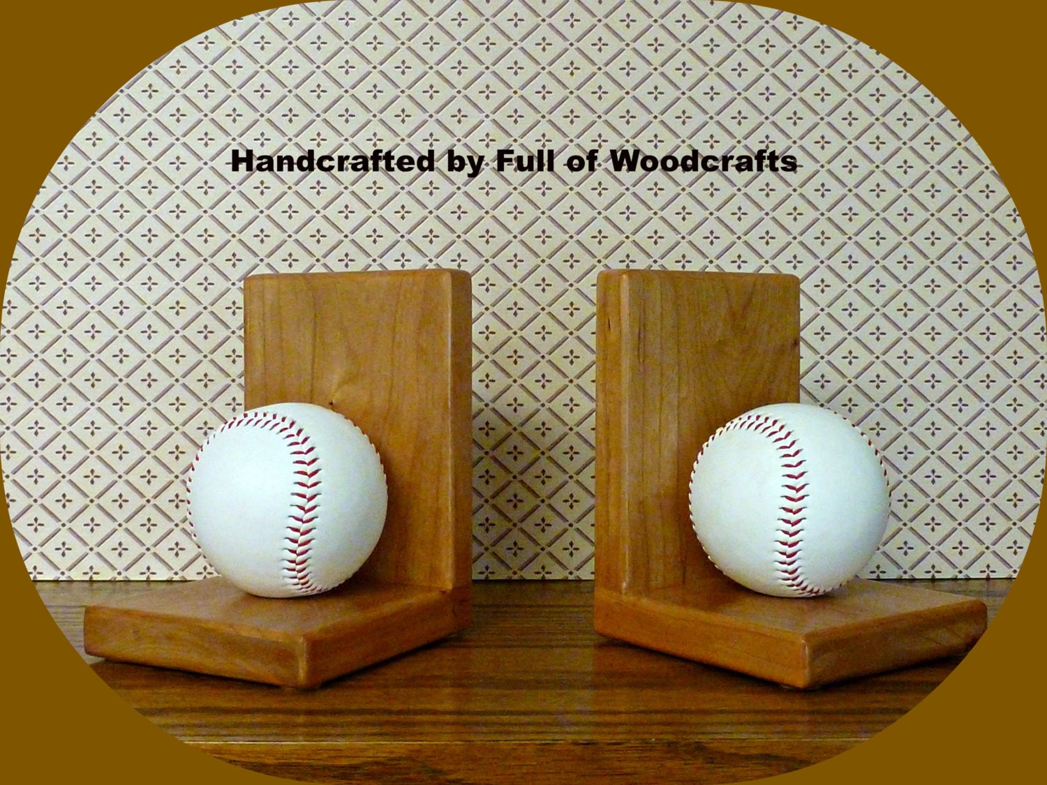 Baseball Bookends/Wood Bookends/Kid's Desk by Fullofwoodcrafts