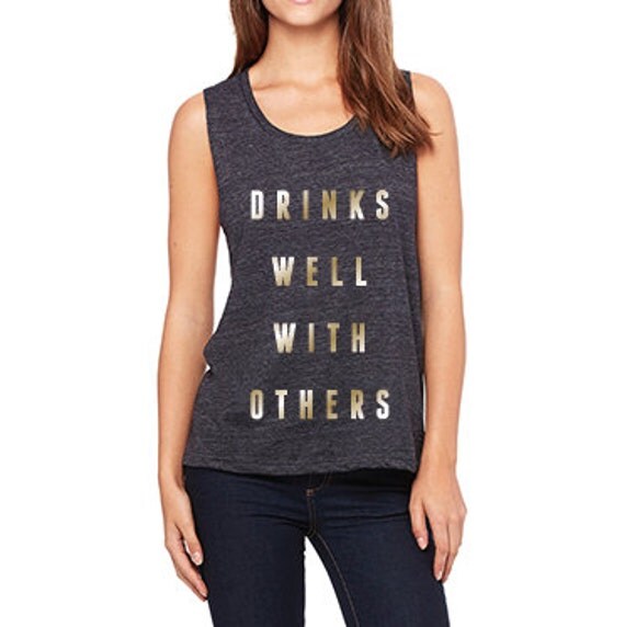 SALE Small Drinks Well With Others Charcoal / GOLD Funny