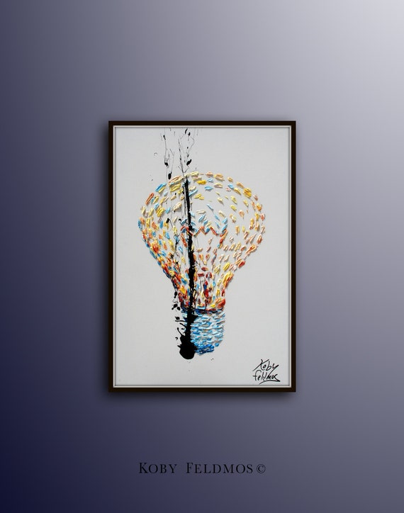 Painting 40 original oil painting canvas Light bulb