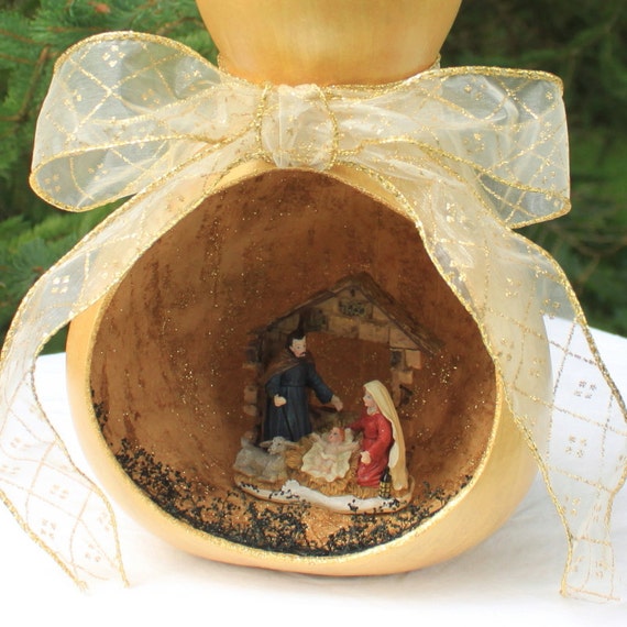 Rustic Christmas Gourd Nativity Scene