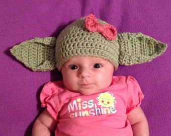 GIRL Yoda Beanie Hat Baby Newborn Infant Toddler Child Teen Adult Crochet Green Ears Boy Photography Photo Prop Halloween Costume Star Wars