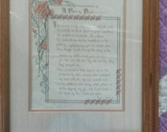 Religious-wall hanging- Psalm of David- 23rd Psalm-counted cross stitch