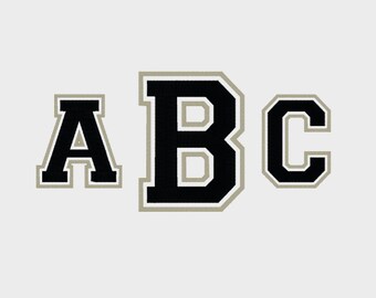College 3 Letter Monogram Embroidery Font in Multiple formats, 1", 2", 3" & 4" sizes (upper case only) - INSTANT DOWNLOAD - Item # 1003