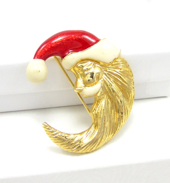 aai santa hat crescent moon brooch gold by treasuretrovebytish aai santa hat crescent moon brooch gold by treasuretrovebytish