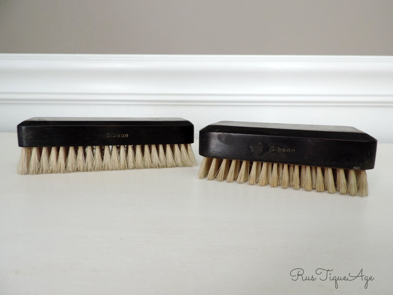 Vintage Set of Gibson Brand Shoe Brushes, Boot Brush, Cobbler, Shoe