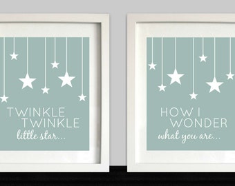 Twinkle, Twinkle Little Star // Nursery Wall Art // Nursery Decor // Stars Nursery Art // Nursery Rhyme // Set of 2 // Choose Your Colors
