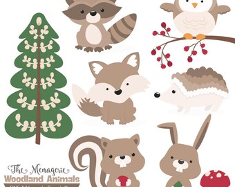Premium Woodland Animals Clip Art & Vectors - Champagne Woodland Animal Clipart, Woodland Animal Vectors, Fox Clip Art, Woodland Clip Art