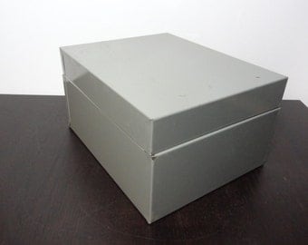 Vintage Industrial Grey Metal Adjustable File Box