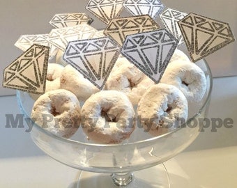 SILVER Printable Diamond Ring Donut / Cupcake Toppers / Wedding Shower Bridal Shower / Bachelorette Wedding Decorations *INSTANT DOWNLOAD*