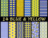 Blue & Yellow Digital Paper - 14 Printable Paper Sheets - 12x12" Scrapbooking Backgrounds - Digi Handmade Craft Papers - Commercial Use Ok Blue & Yellow Digital Paper - 14 Printable Paper Sheets - 12x12" Scrapbooking Backgrounds - Digi Handmade Craft Papers - Commercial Use Ok