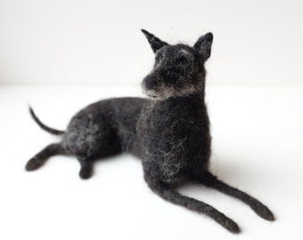 Needle Felt Dog Portrait. Large. Custom pet portrait of your dog