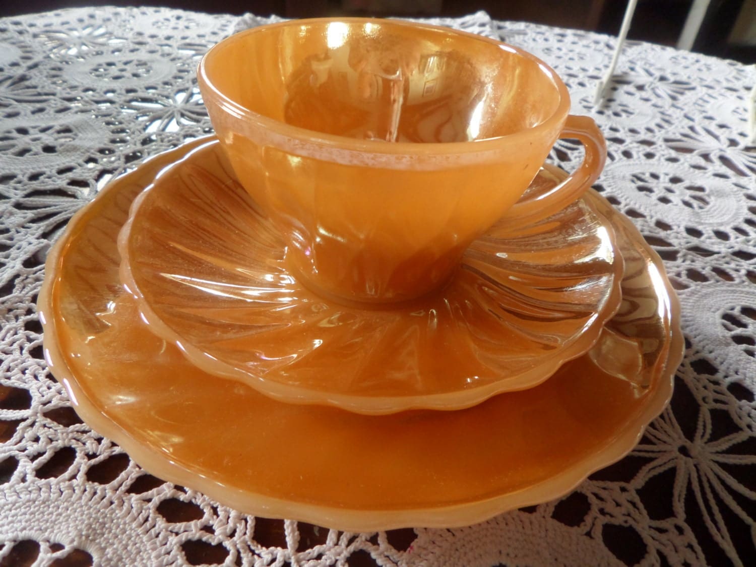 Anchor Hocking trio Anchor Hocking glass Fire King peach