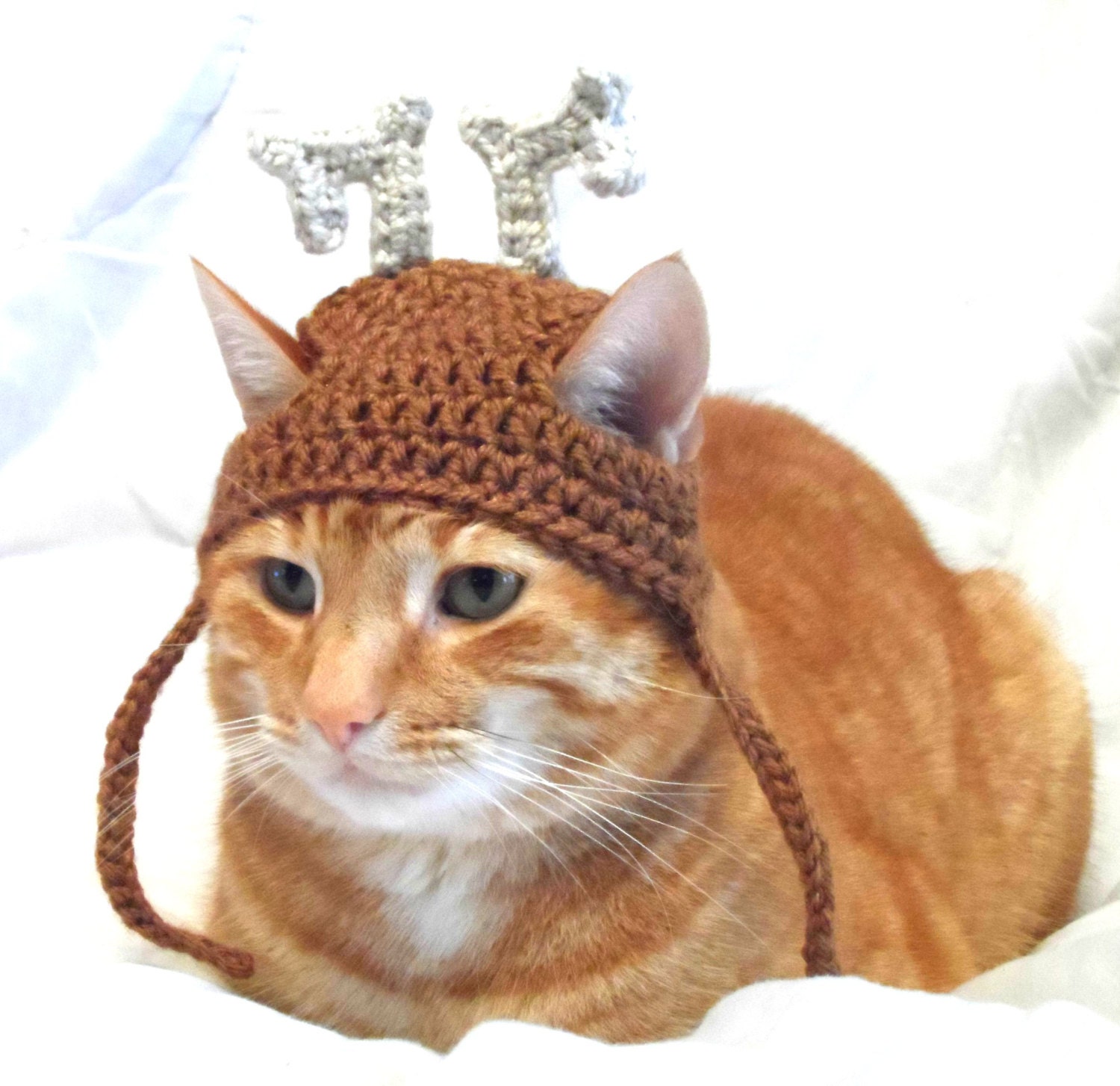 Crochet Cat Hat Christmas Reindeer Hat for Cats Cat