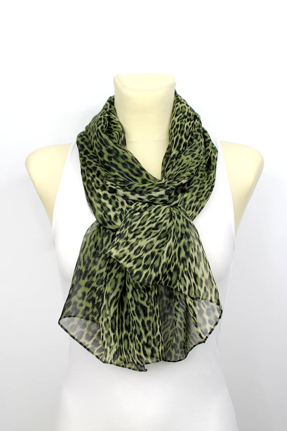 Spring scarf Gift ideas for her Green scarf Leopard scarf Summer scarf Womens scarves Womens fashion scarves womens Accessories mothers day