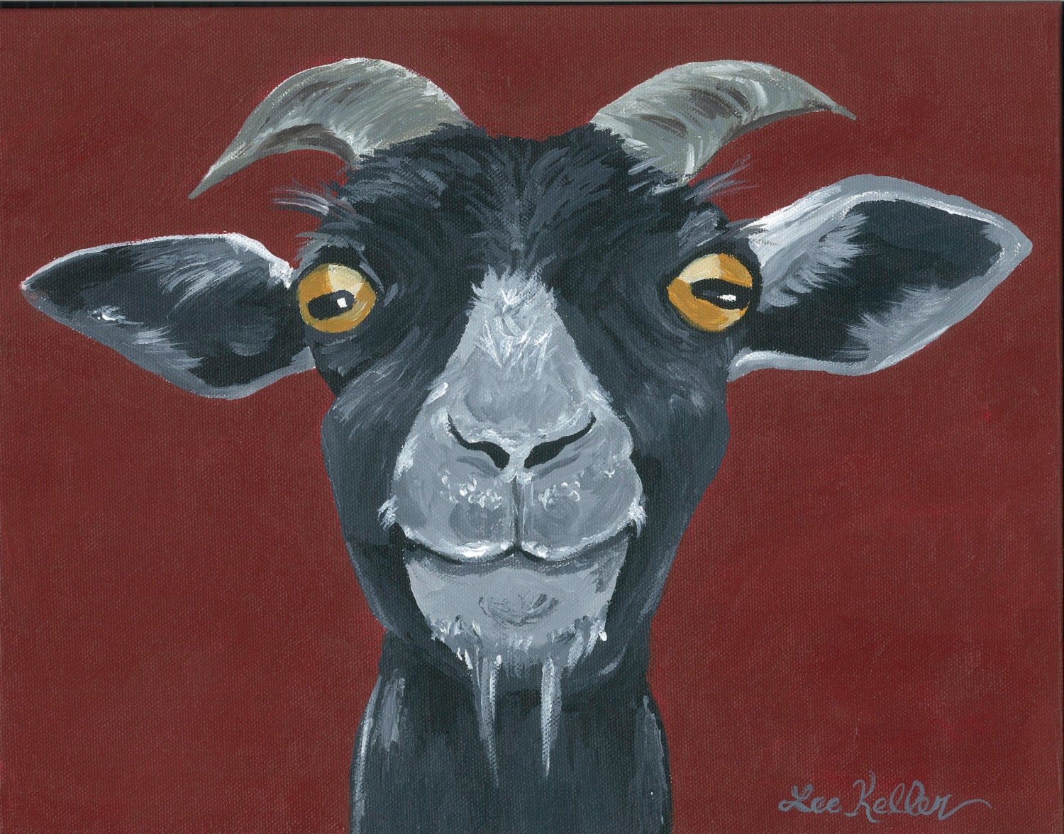 Goat art goat decor. Goat print from original canvas