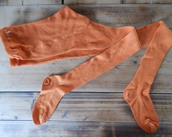 Soviet Vintage Pantyhose Kids Cotton Pantyhose Orange Tights New Old Stock Unused Made in USSR in 1970 s