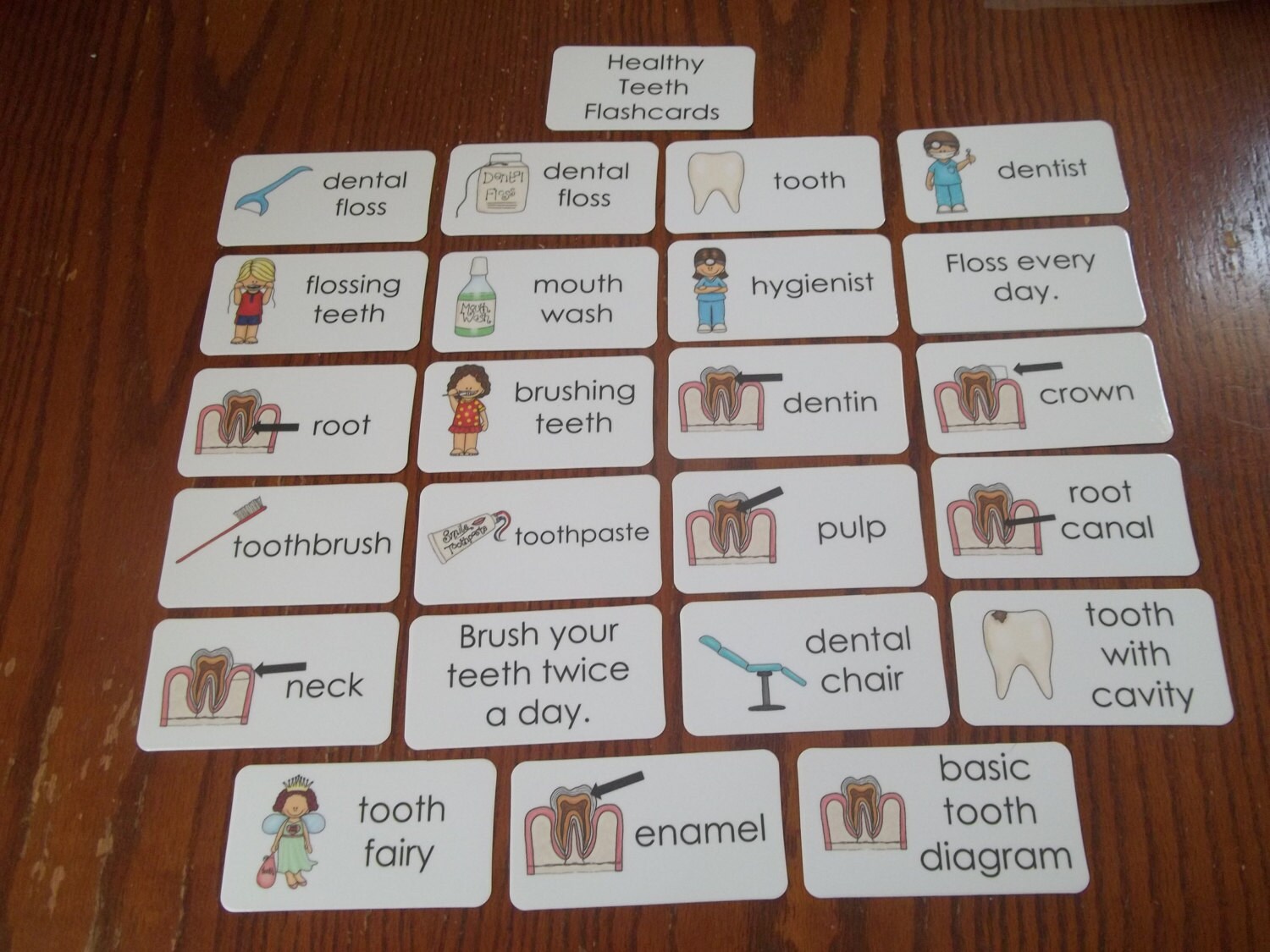 23 Healthy Teeth Flash Cards. Preschool thru Second Grade