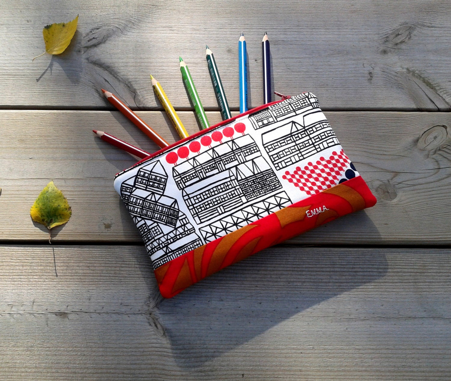 Personalized pencil case made from Marimekko fabric Zipper