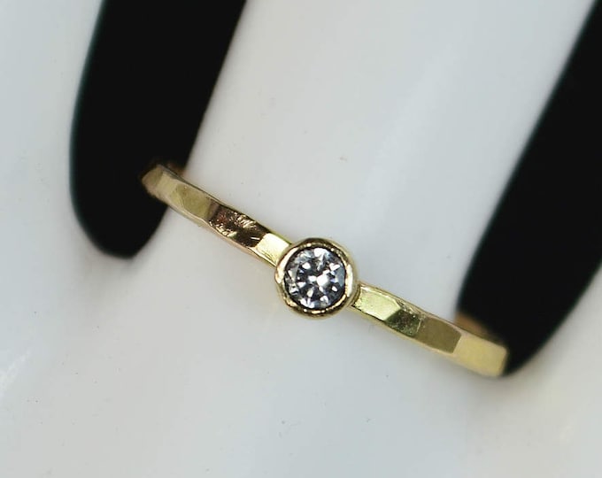 Classic 14k Gold Filled CZ Diamond Ring, Gold solitaire, solitaire ring, 14k gold filled, April Birthstone, Mothers Ring, gold band, yellow