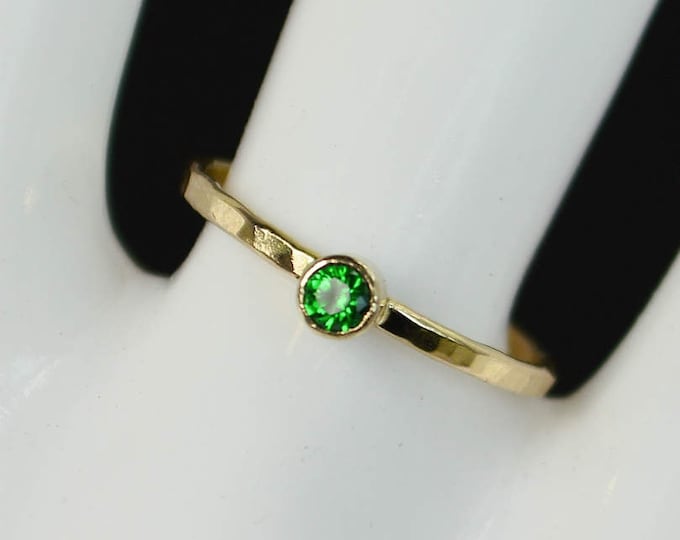 Classic 14k Gold Filled Emerald Ring, Gold Solitaire, Solitaire Ring, 14k Gold Filled, May Birthstone, Mother's Ring, Gold Band, Yellow