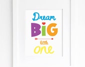 dream big little one print colorful nursery kids room quote wall art decor primary bright color printable digital print instant download jpg